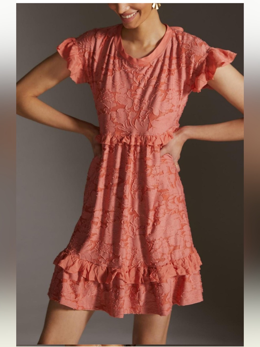 Anthropologie Ruffle Knit Mini Dress